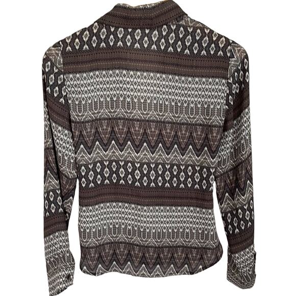 L’Agence Wrap Top Shirt Printed Long Sleeve Gray Blouse Size 0 - Picture 2 of 6